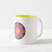 Tasse 2 Couleurs Frontière bleue Om Mandala (Devant droit)