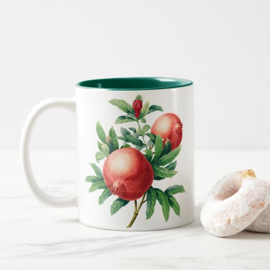 Tasse 2 Couleurs Fruit de grenade aux Feuilles verts (Avec donut)