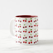 Tasse 2 Couleurs Fruits cerise sur blanc (Devant gauche)