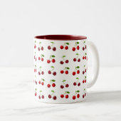 Tasse 2 Couleurs Fruits cerise sur blanc (Devant droit)