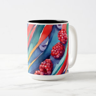 Tasse 2 Couleurs Fruits de baies et rayures colorées fraîches