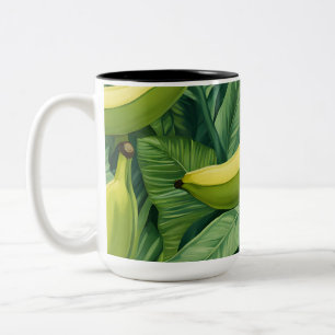 Tasse 2 Couleurs Fruits de banane et feuilles Humeur tropicale