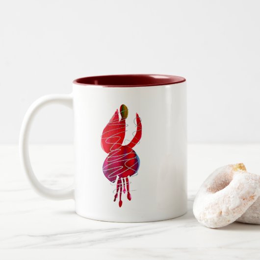 Tasse 2 Couleurs Fuchsia abstraite aquarelle florale (Avec donut)