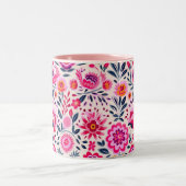Tasse 2 Couleurs Fuchsia Fleurs mexicaines Motif Vibrant (Centre)