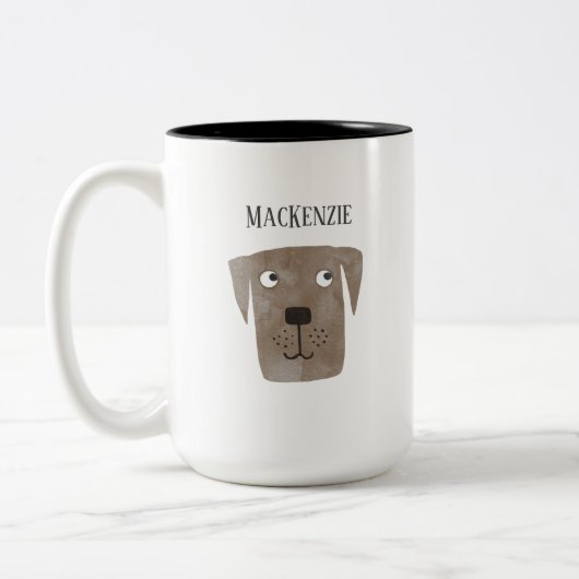Tasse 2 Couleurs Fun Chocolate Labrador Retriever Dog Personalized (Gauche)