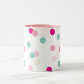 Tasse 2 Couleurs FUN CONFETTI SPOTS mignon fun rétro menthe or rose (Centre)