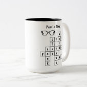 Tasse 2 Couleurs Fun Crossword Puzzle noir et blanc (Devant droit)