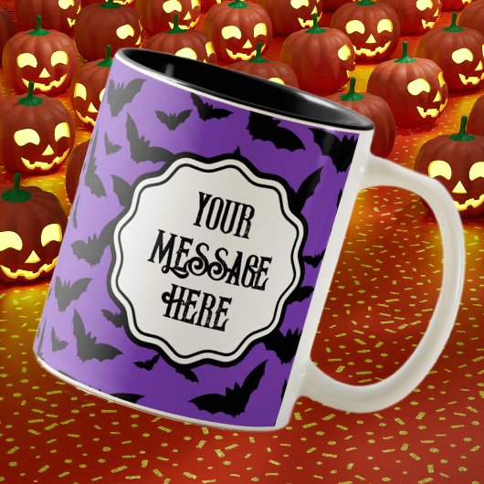 Tasse 2 Couleurs Fun Halloween personnalisé Purple Bat noir
