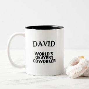 Tasse 2 Couleurs Fun Humour World's Okayest Coworker texte personna