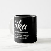 Tasse 2 Couleurs Fun Noir et Blanc Suédois Fika Définition (Devant gauche)