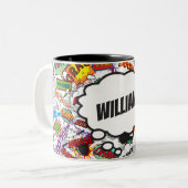 Tasse 2 Couleurs Fun Personnalisé Name Comic Book (Devant gauche)