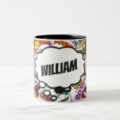 Tasse 2 Couleurs Fun Personnalisé Name Comic Book (Centre)
