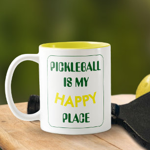 Tasse 2 Couleurs Fun Retro Pickleball Est Mon Endroit Heureux