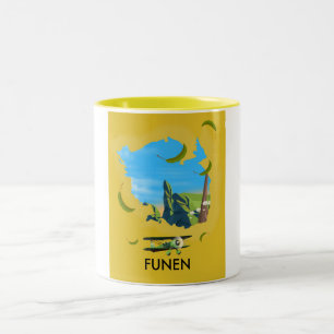 Tasse 2 Couleurs Funen, carte de voyage affiche Danemark