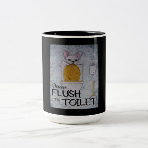 Tasse 2 Couleurs Funky French Bulldog Dans Toilet   Cadeaux Amoureu