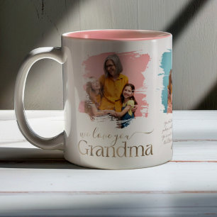 Tasse 2 Couleurs Funky Grandma 3 Photo Collage Faux Gold