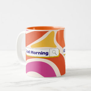 Tasse 2 Couleurs Funky Retro Wave Motif Good Morning Search Bar M