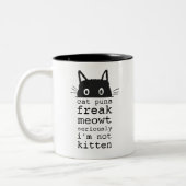 Tasse 2 Couleurs Funky Simple Chat Puns Freak Meowt (Gauche)