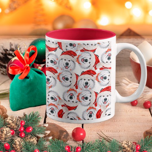 Tasse 2 Couleurs Funny Alaskan Malamute Motif de Noël