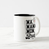 Tasse 2 Couleurs Funny Baseball Maman Bruh avec nom et numéro d'équ (Devant droit)