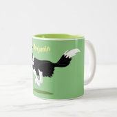 Tasse 2 Couleurs Funny Border Collie chien en course dessin animé (Devant droit)