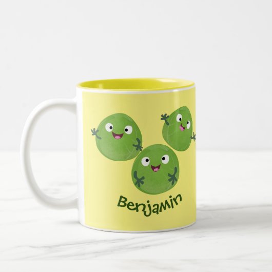 Tasse 2 Couleurs Funny Brussels sprouts légumes caricature (Gauche)