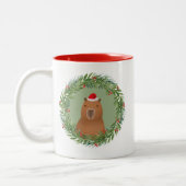 Tasse 2 Couleurs Funny Capybara Père Noël Photo personnalisée de No (Gauche)