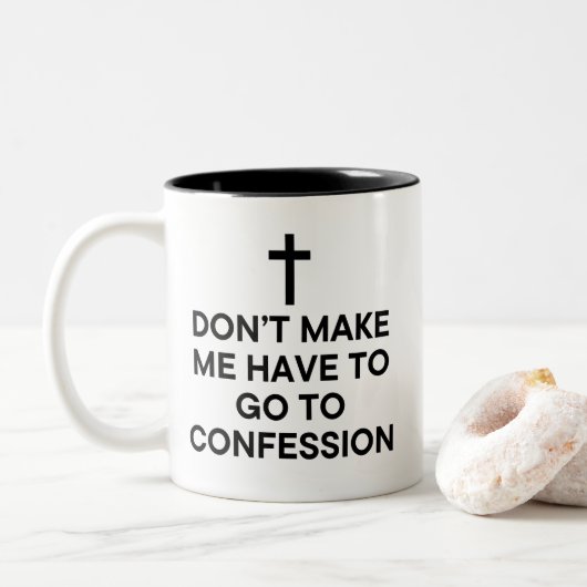 Tasse 2 Couleurs Funny Catholic Confession Joke (Avec donut)
