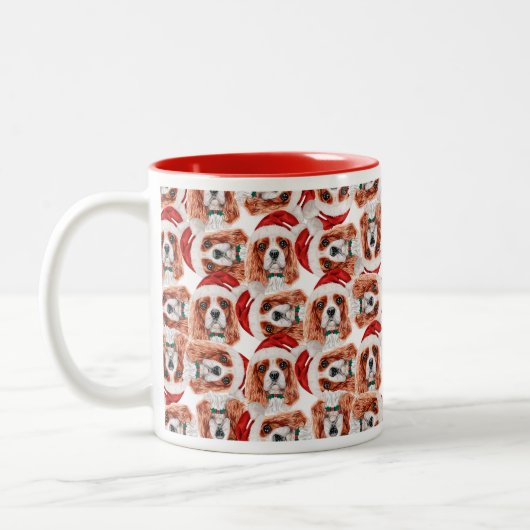 Tasse 2 Couleurs Funny Cavalier King Motif de Noël (Gauche)