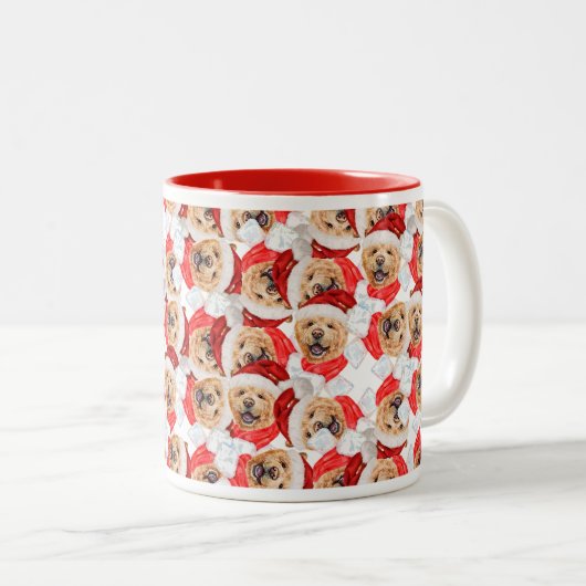 Tasse 2 Couleurs Funny Chow Chow Motif de Noël (Devant droit)