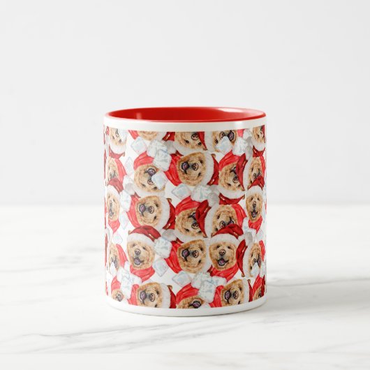 Tasse 2 Couleurs Funny Chow Chow Motif de Noël (Centre)