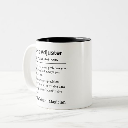 Tasse 2 Couleurs Funny Claims Adjuster Definition (Devant gauche)
