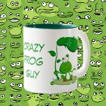 Tasse 2 Couleurs Funny Crazy frog guy ajouter du texte<br><div class="desc">Funny Crazy gars grenouille ajouter du texte Mug de café à deux tons</div>
