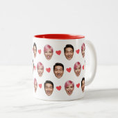 Tasse 2 Couleurs Funny Custom Couple Faces Pattern Red Hearts (Devant droit)