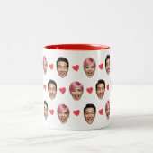 Tasse 2 Couleurs Funny Custom Couple Faces Pattern Red Hearts (Centre)