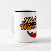 Tasse 2 Couleurs Funny Dachshund 'Hold my Wiener' (Devant gauche)