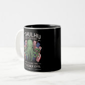 Tasse 2 Couleurs Funny Elections 2024 Cthulhu pour le président (Devant gauche)
