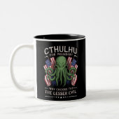 Tasse 2 Couleurs Funny Elections 2024 Cthulhu pour le président (Gauche)