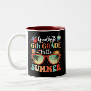 Tasse 2 Couleurs Funny Goodbye 6e année Bonjour Graduation été