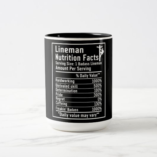 Tasse 2 Couleurs Funny Lineman - Faits nutritionnels (Centre)