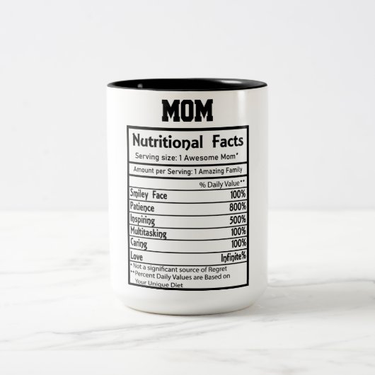 Tasse 2 Couleurs Funny Mom Nutrition Facts (Centre)