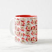 Tasse 2 Couleurs Funny Motif de Noël Poméranien (Devant gauche)