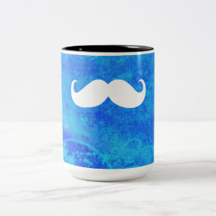 Tasse 2 Couleurs Funny Mustache blanche sur Arrière - plan Vintage