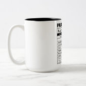 Tasse 2 Couleurs Funny Paramedic Nutrition faits (Gauche)