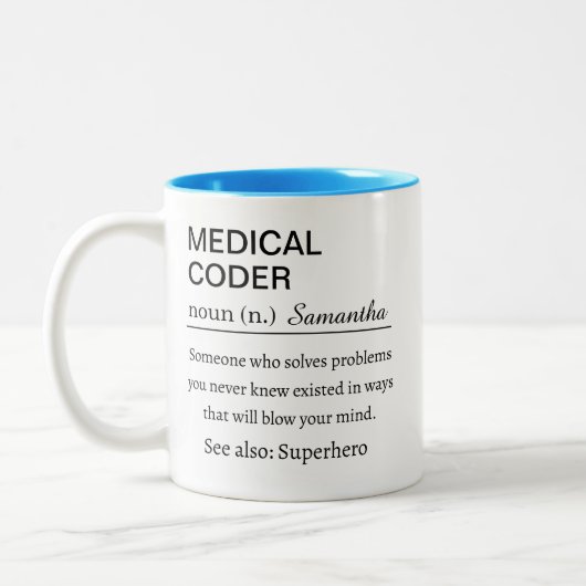 Tasse 2 Couleurs Funny Personalized Medical Coder Definition (Gauche)