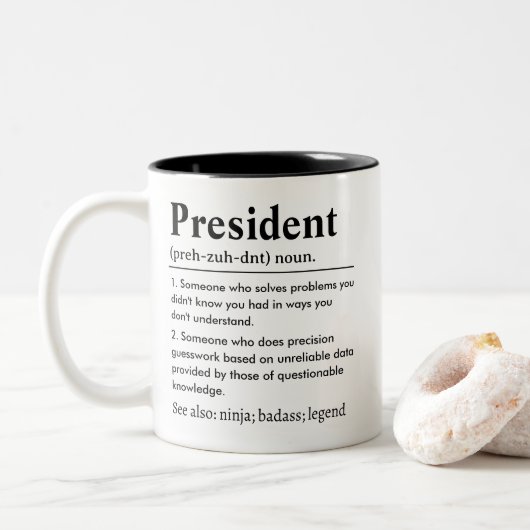 Tasse 2 Couleurs Funny President Definition (Avec donut)