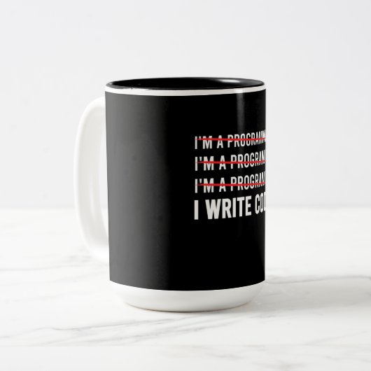 Tasse 2 Couleurs Funny Programmer I Wite Code (Devant gauche)