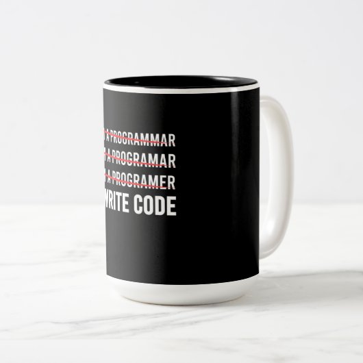 Tasse 2 Couleurs Funny Programmer I Wite Code (Devant droit)