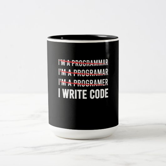 Tasse 2 Couleurs Funny Programmer I Wite Code (Centre)