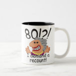 Tasse 2 Couleurs Funny Recount 80th Birthday<br><div class="desc">Un dessin humoristique de 80 ans express l'indignation au passage du temps avec un 80 ! Je demande une légende de recomptage. Un cadeau amusant pour les célébrations du 80e anniversaire pour les femmes au sommet de la colline, au-dessus de la colline, ou dire quelle colline? Texte au fusain profond...</div>